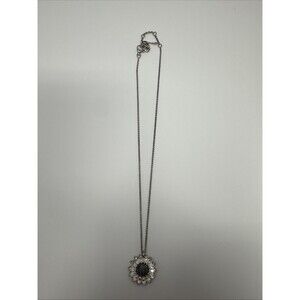 Vintage Fossil Sunflower Necklace – Early 2000s Y2K Floral Glam Silver flower